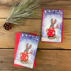 Alex Clark Christmas Pack of 5 Thank You Notelets - Rabbit