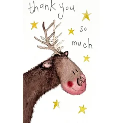 Alex Clark Christmas Pack of 5 Thank You Notelets - Reindeer
