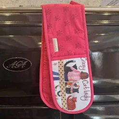 Alex Clark 100% Cotton Double Oven Gloves - Crazy Cat Lady