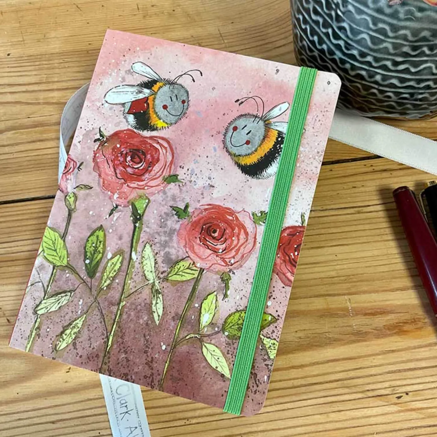 Alex Clark Small Chunky Notebook - Bees & Roses