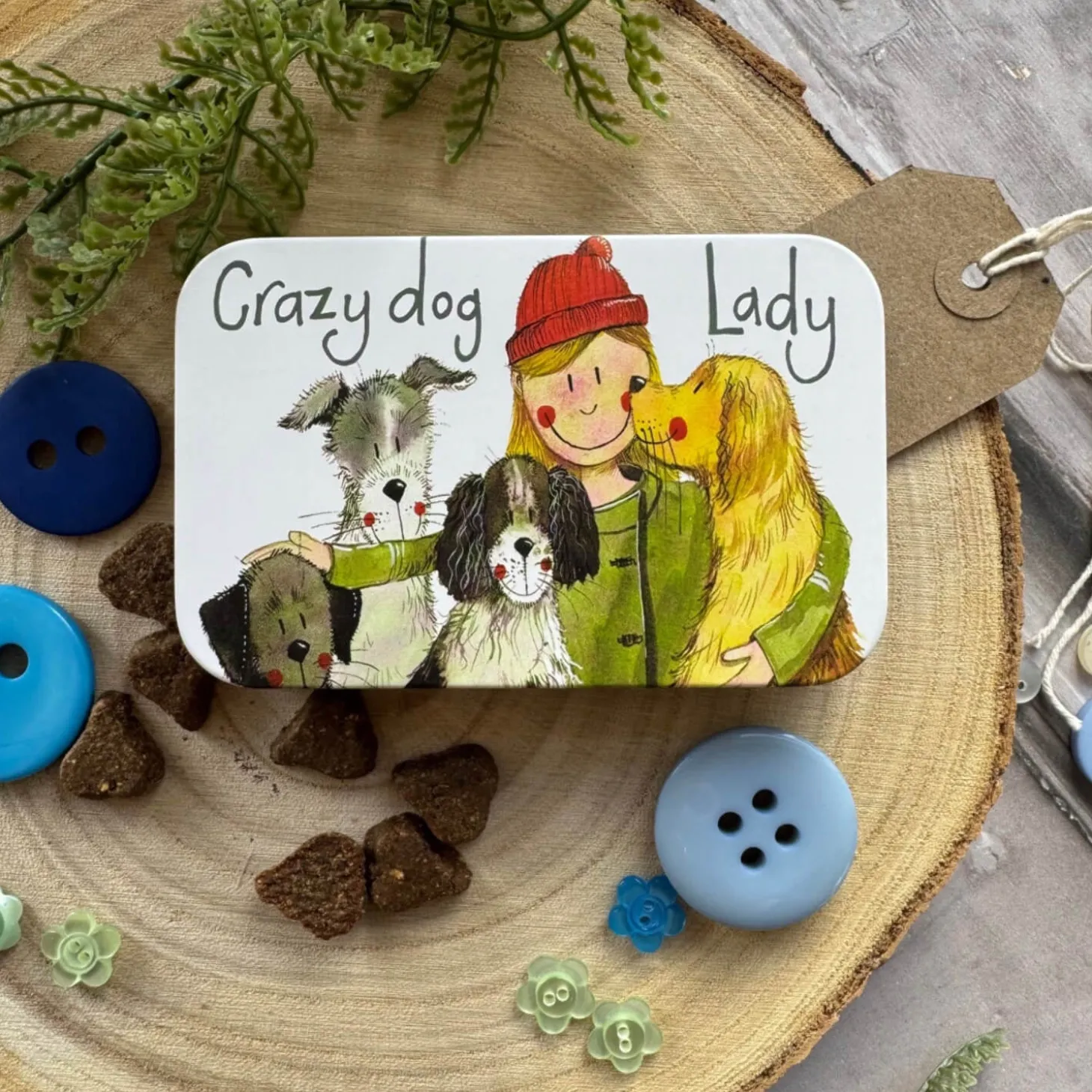 Alex Clark Small Rectangular Tin - Crazy Dog Lady