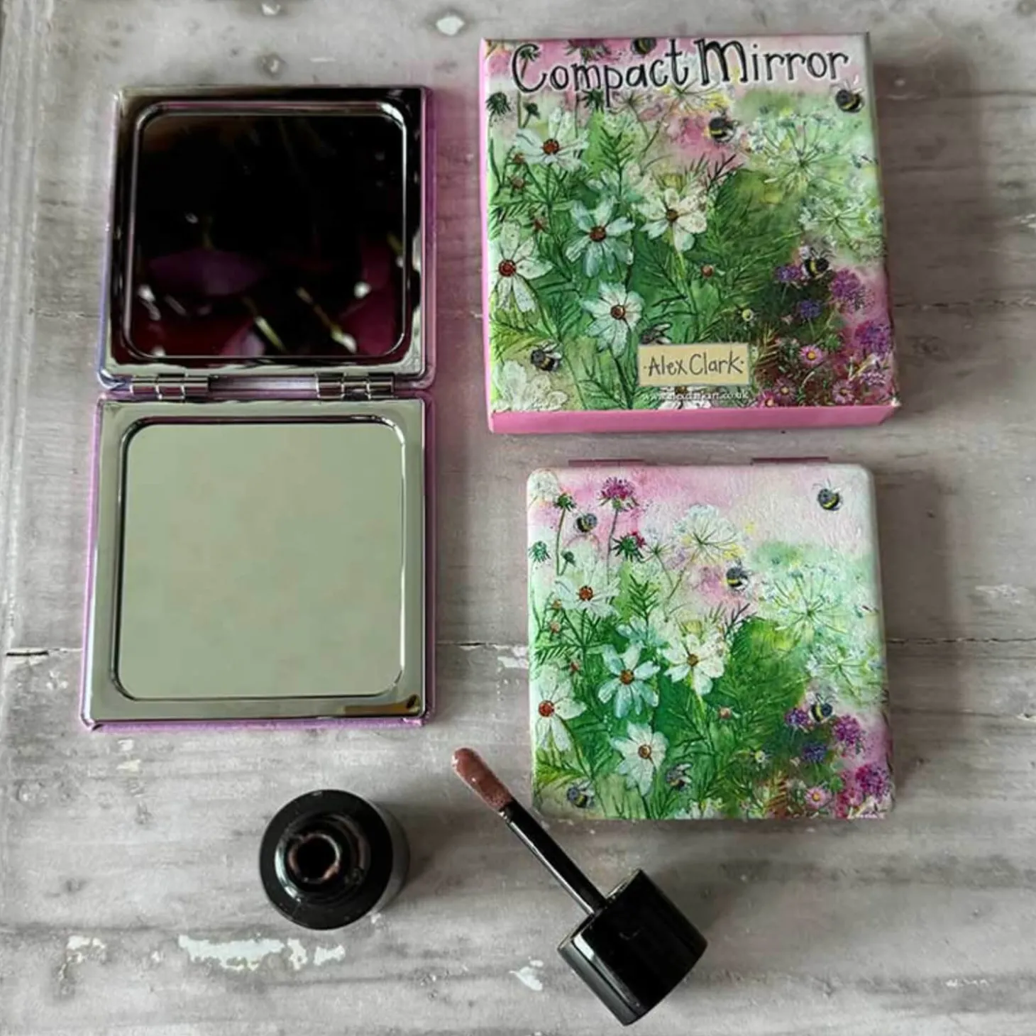 Alex Clark Vegan Leather Compact Mirror - Bees In Summer