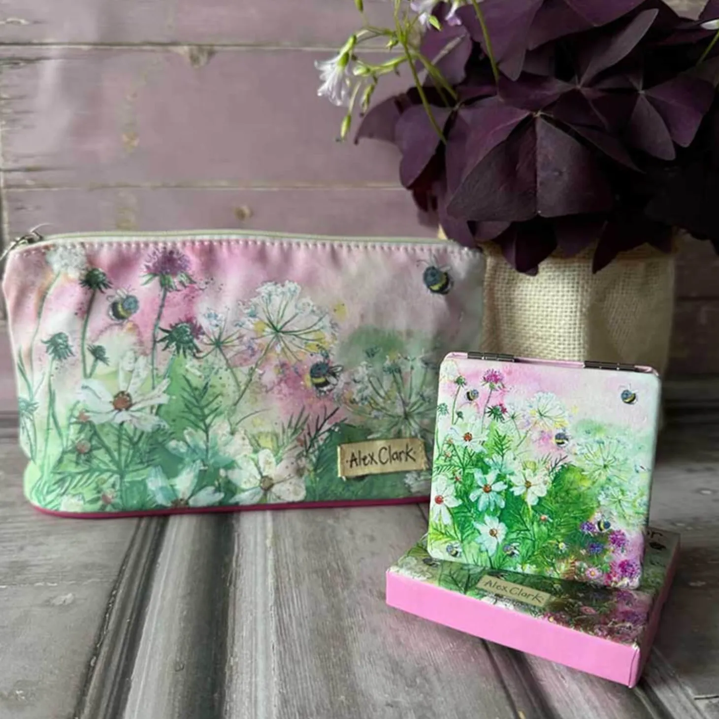 Alex Clark Vegan Leather Compact Mirror - Bees In Summer