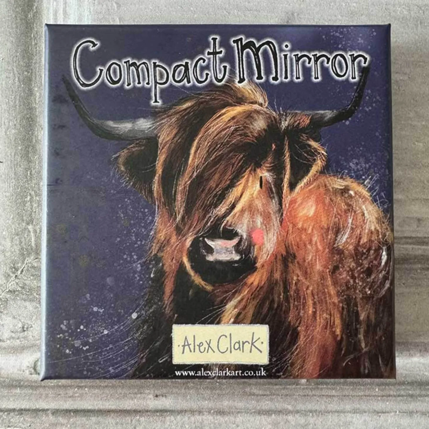 Alex Clark Vegan Leather Compact Mirror - Highland Cow