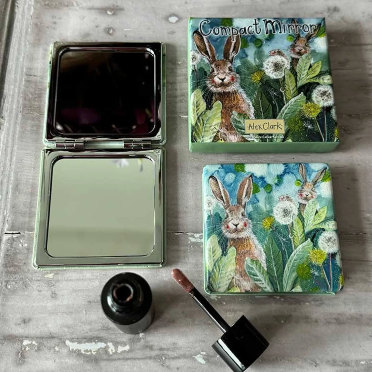 Alex Clark Vegan Leather Compact Mirror - Little Rabbits