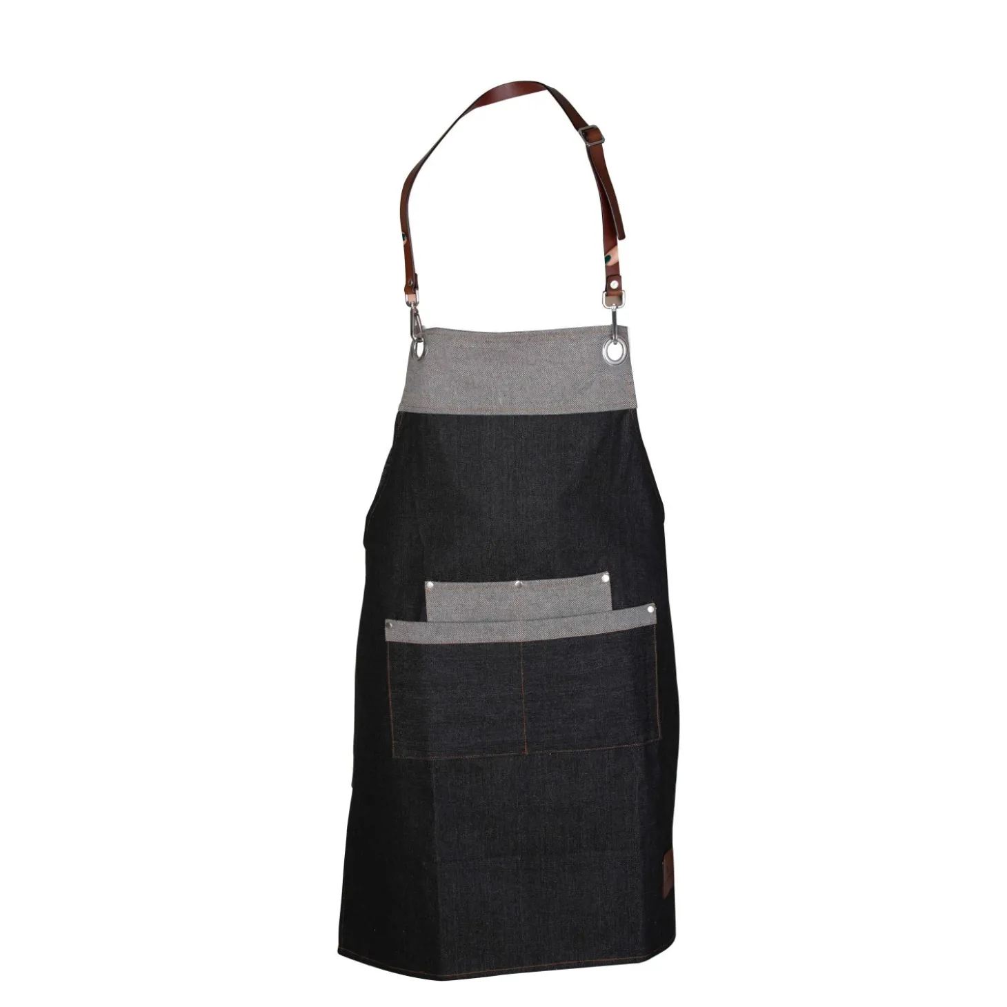 Barbary & Oak Denim Apron With Leather Detail