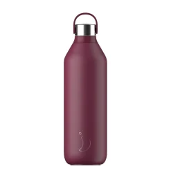 Chilly's Series 2 1 Litre Reusable Water Bottle & 50cl Coffee Cup Set - Plum Red