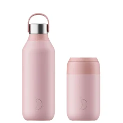 Chilly's Series 2 500ml Hydration Reusable Water Bottle & 34cl Coffee Cup Set - Blush Pink