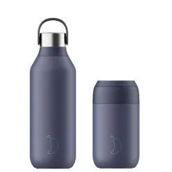 Chilly's Series 2 500ml Hydration Reusable Water Bottle & 34cl Coffee Cup Set - Whale Blue