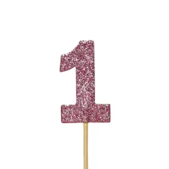Creative Party Glitter No. 1 Numeral Cupcake Toppers - Pink