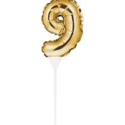 Creative Party No. 9 Self-Inflating Mini Balloon Cake Topper - Gold