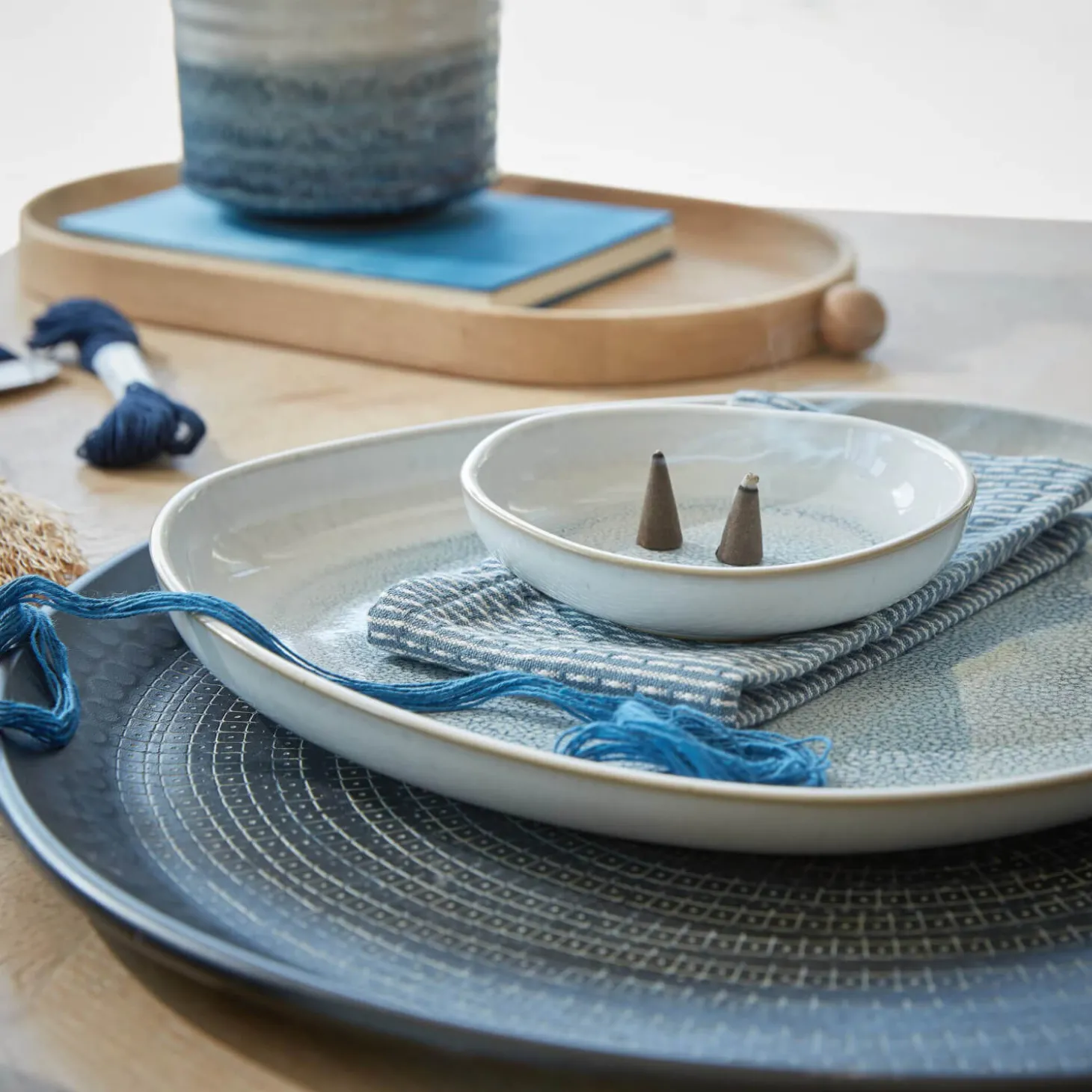 Denby Kiln 30cm Large Organic Platter - Blue