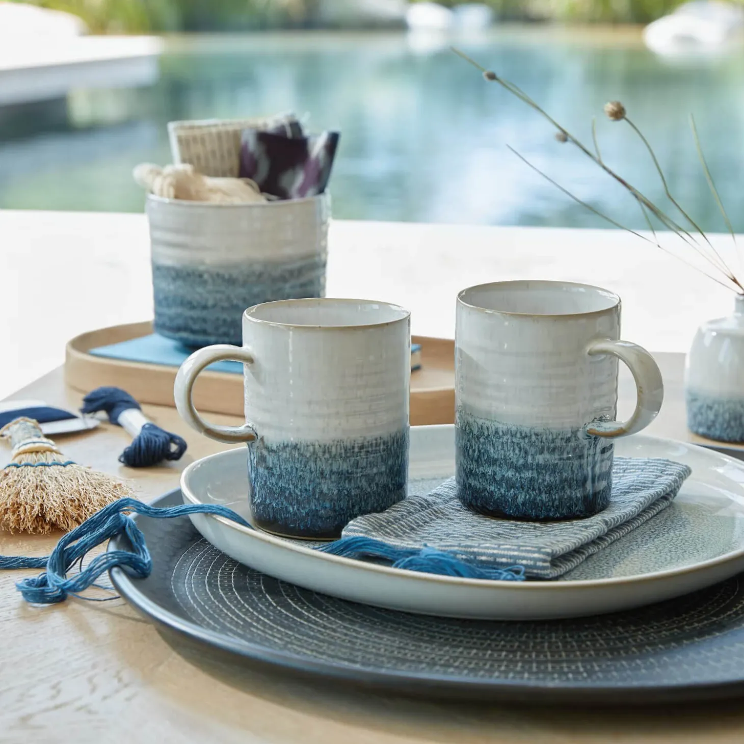 Denby Kiln 410ml Ridged Mug - Blue