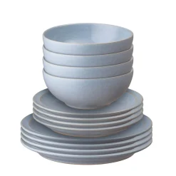 Denby Stoneware 12 Piece Dinnerware Set - Sky Blue