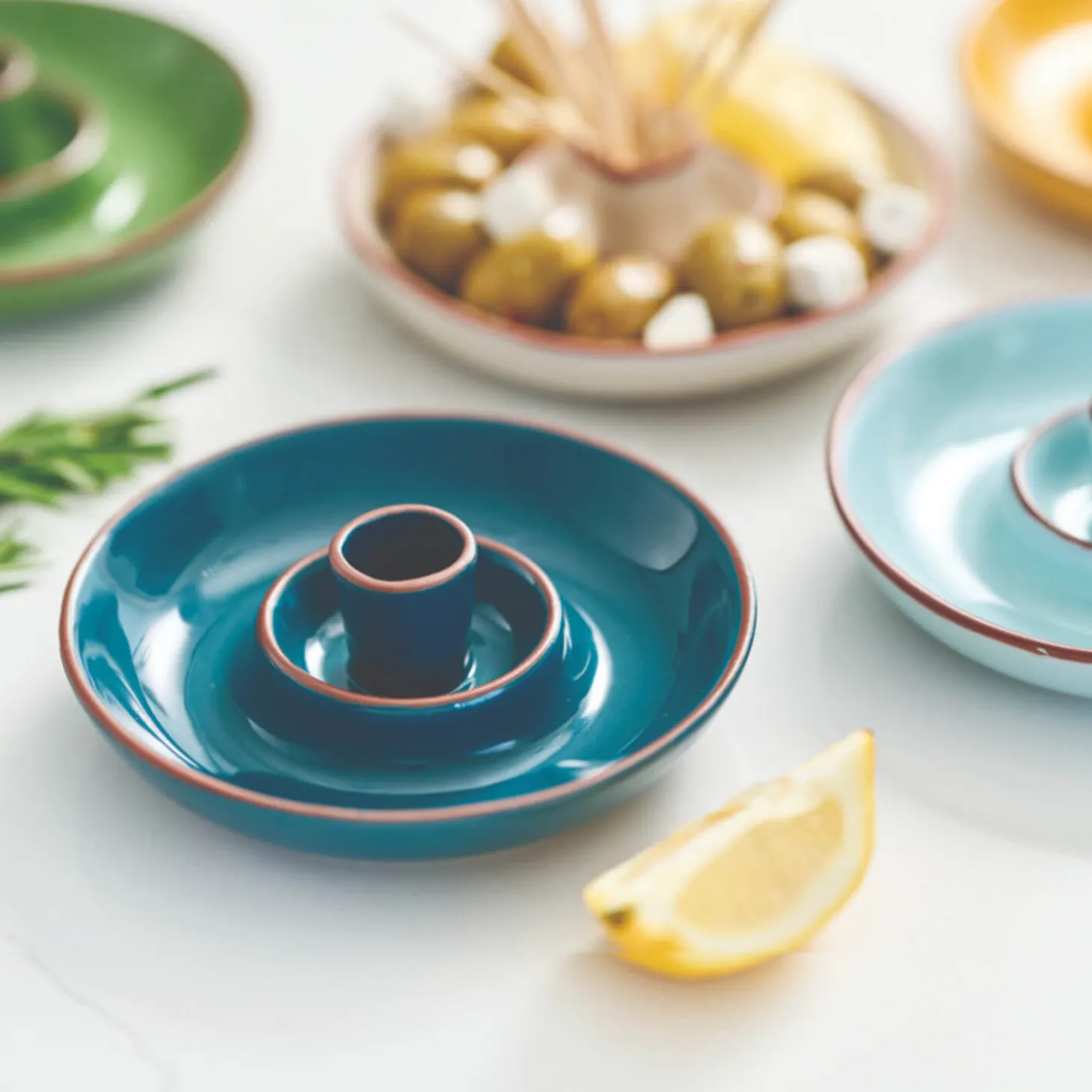 Dexam Sintra Glazed Terracotta Olive Dish - Ink Blue