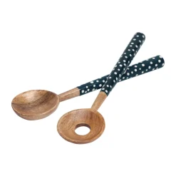 Dexam Sintra Mango Wood Spotted Salad Servers - Ink Blue