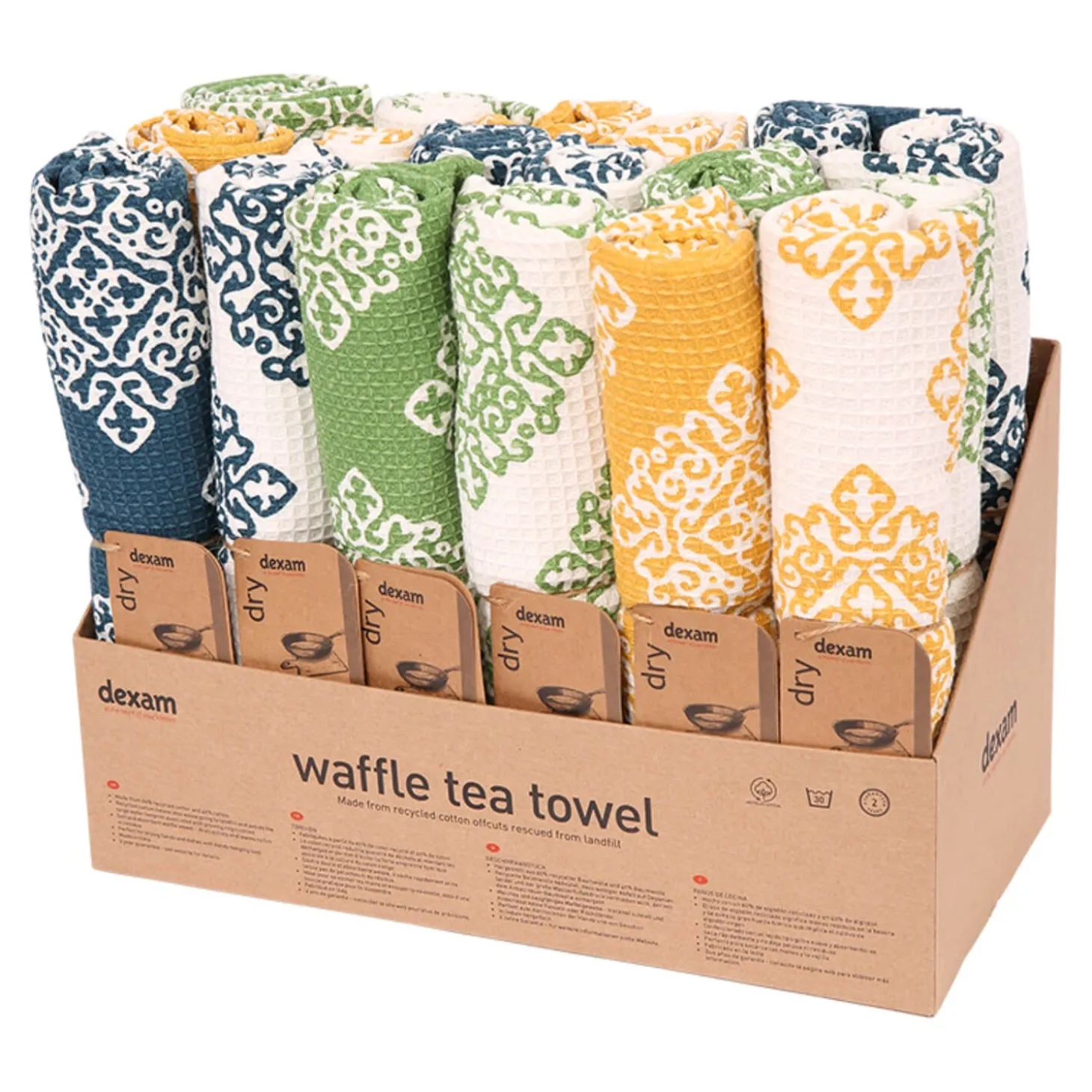 Dexam Sintra Recycled Cotton Waffle Tea Towels - Assorted Colours