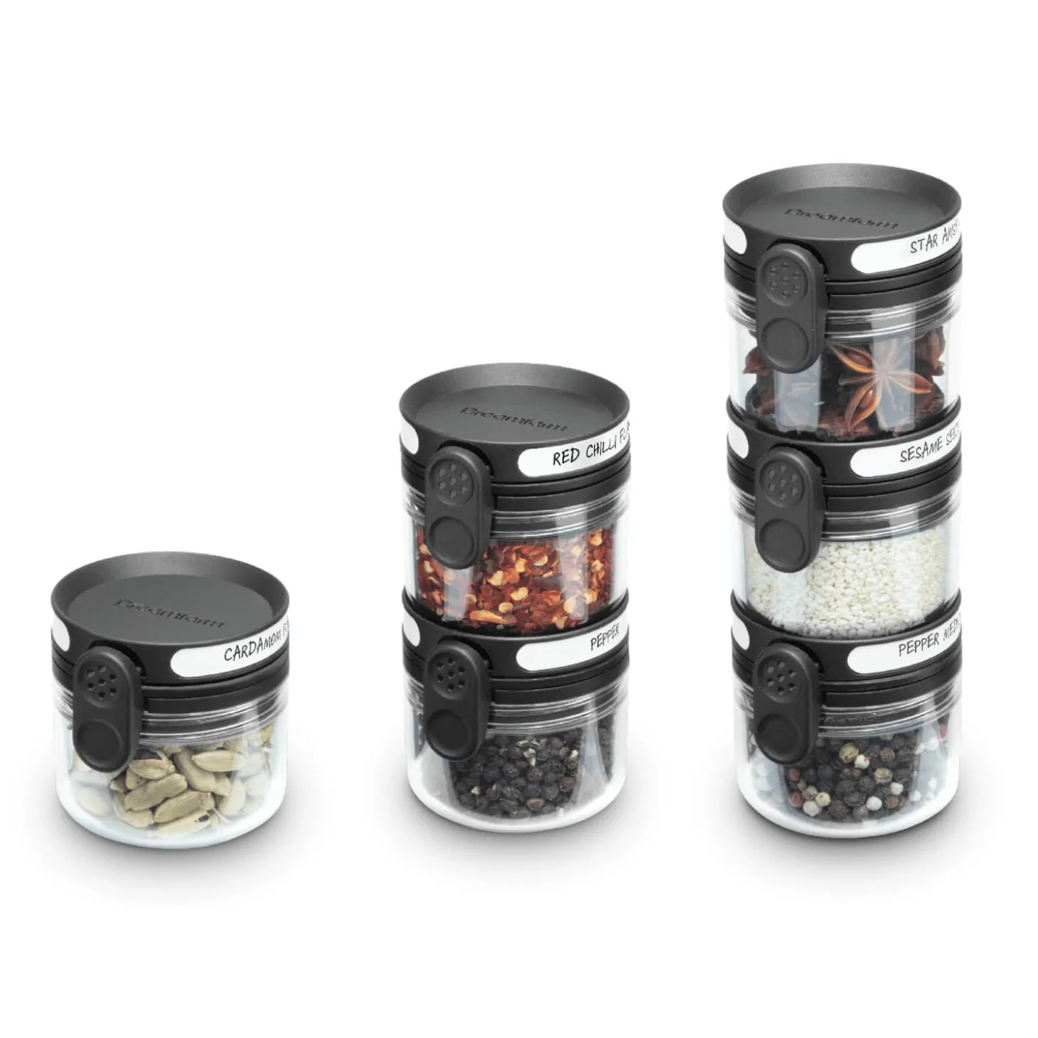 Dreamfarm Orlid Stackable Glass Jar with Double Lid - Black