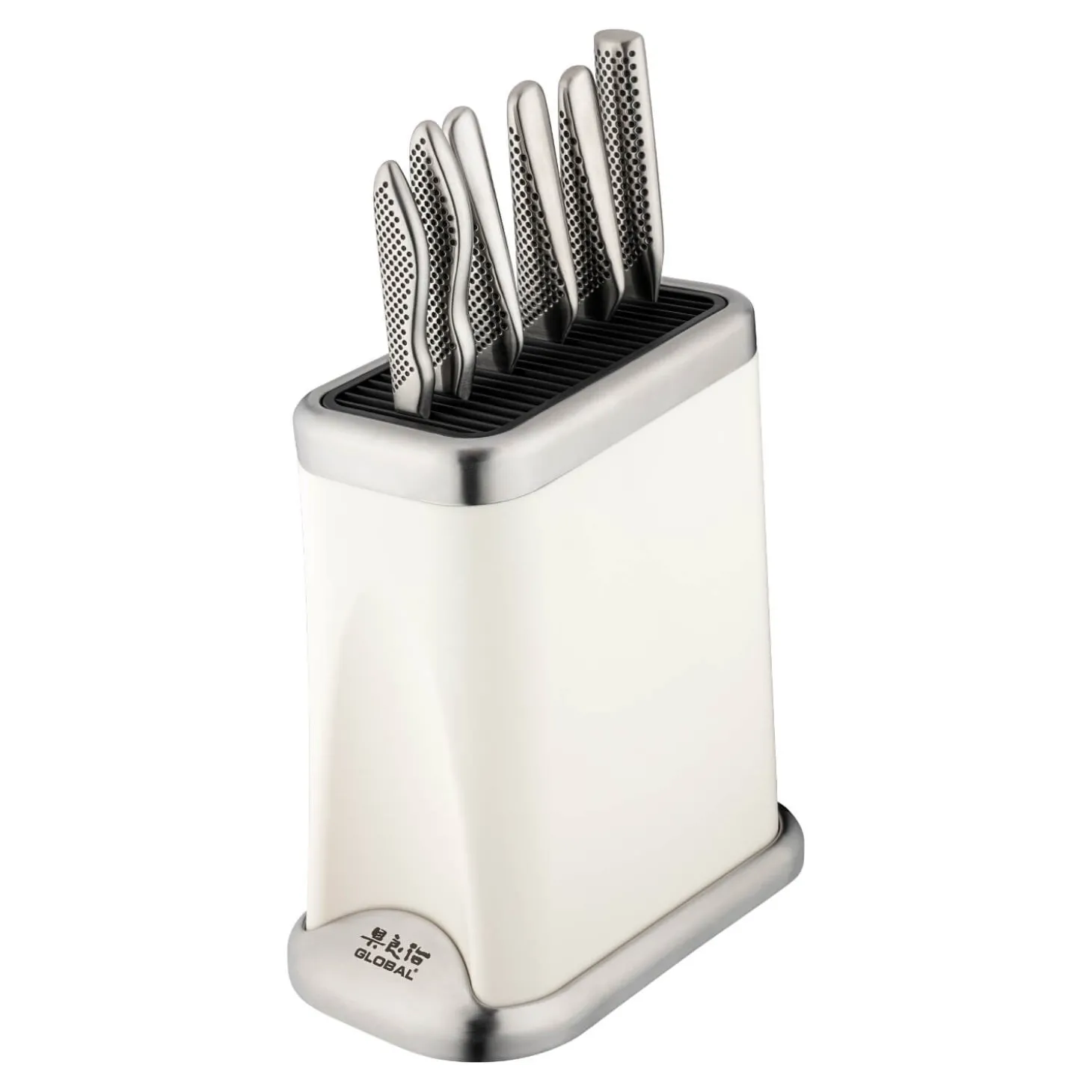 Global Knives Earth-Tsuchi 7 Piece Kitchen Knife Block Set - White
