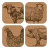 iStyle Rural Roots 4 Piece Square Coaster Set - Farm Animals
