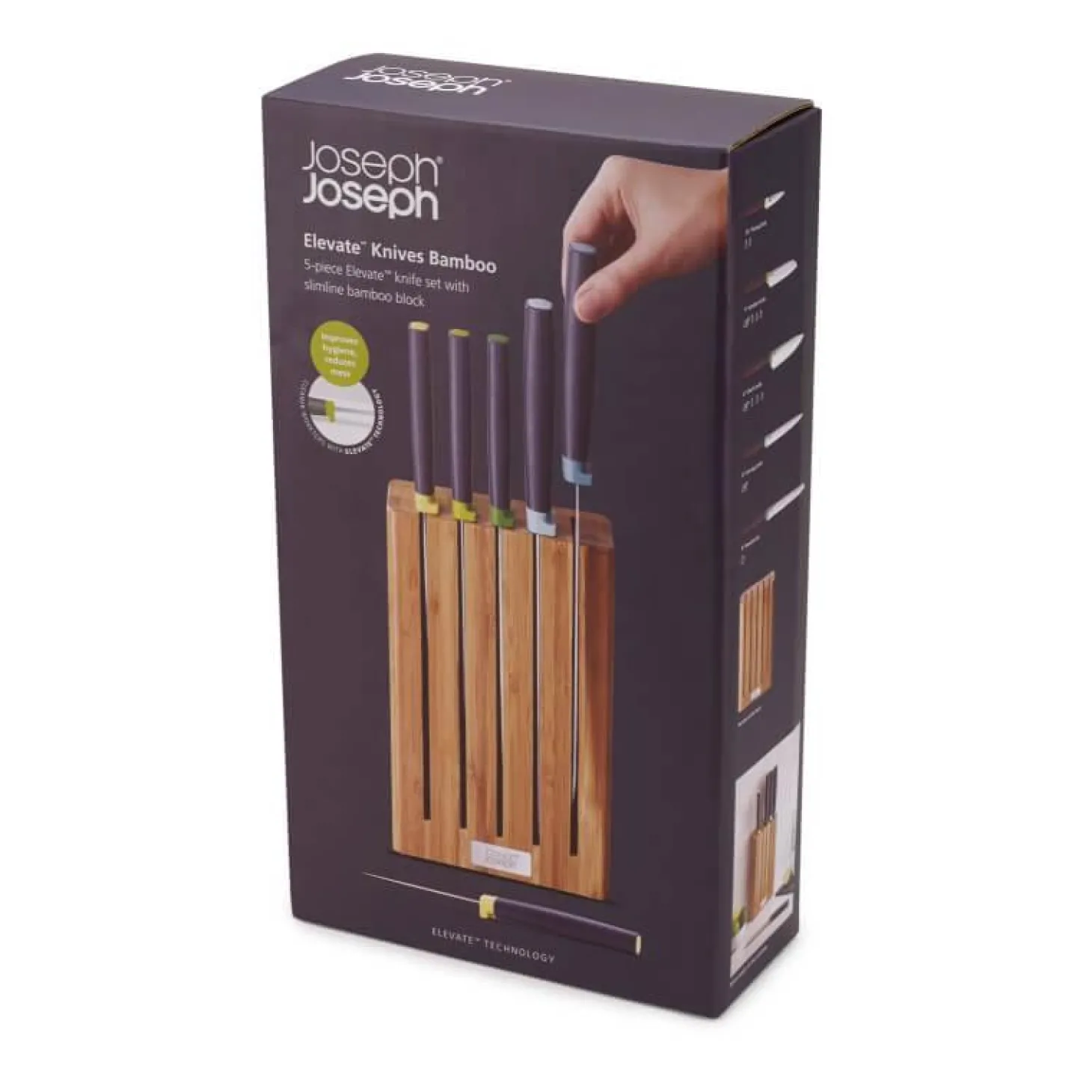 Joseph Joseph Elevate 5 Piece Kitchen Knife Block Set - Bamboo