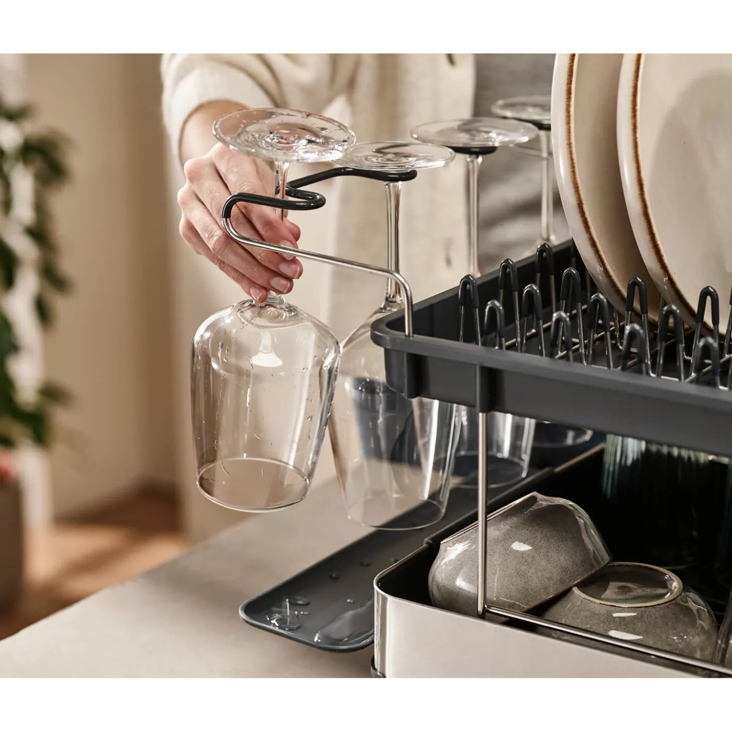 Joseph Joseph Excel 2-Tier Steel Dish Rack - Grey