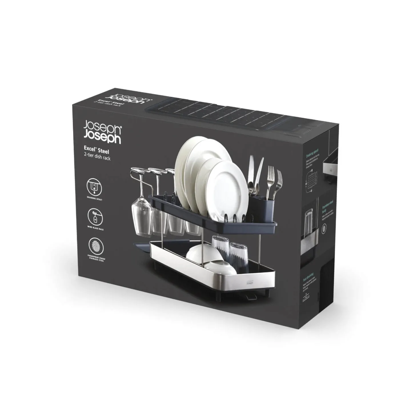 Joseph Joseph Excel 2-Tier Steel Dish Rack - Grey