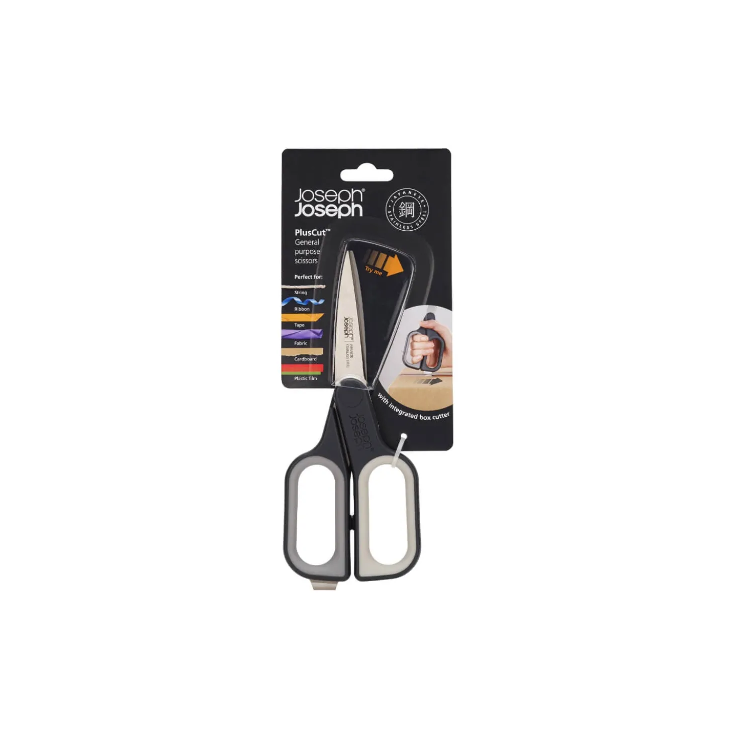 Joseph Joseph PlusCut Scissors with Integrated Box Cutter - Grey