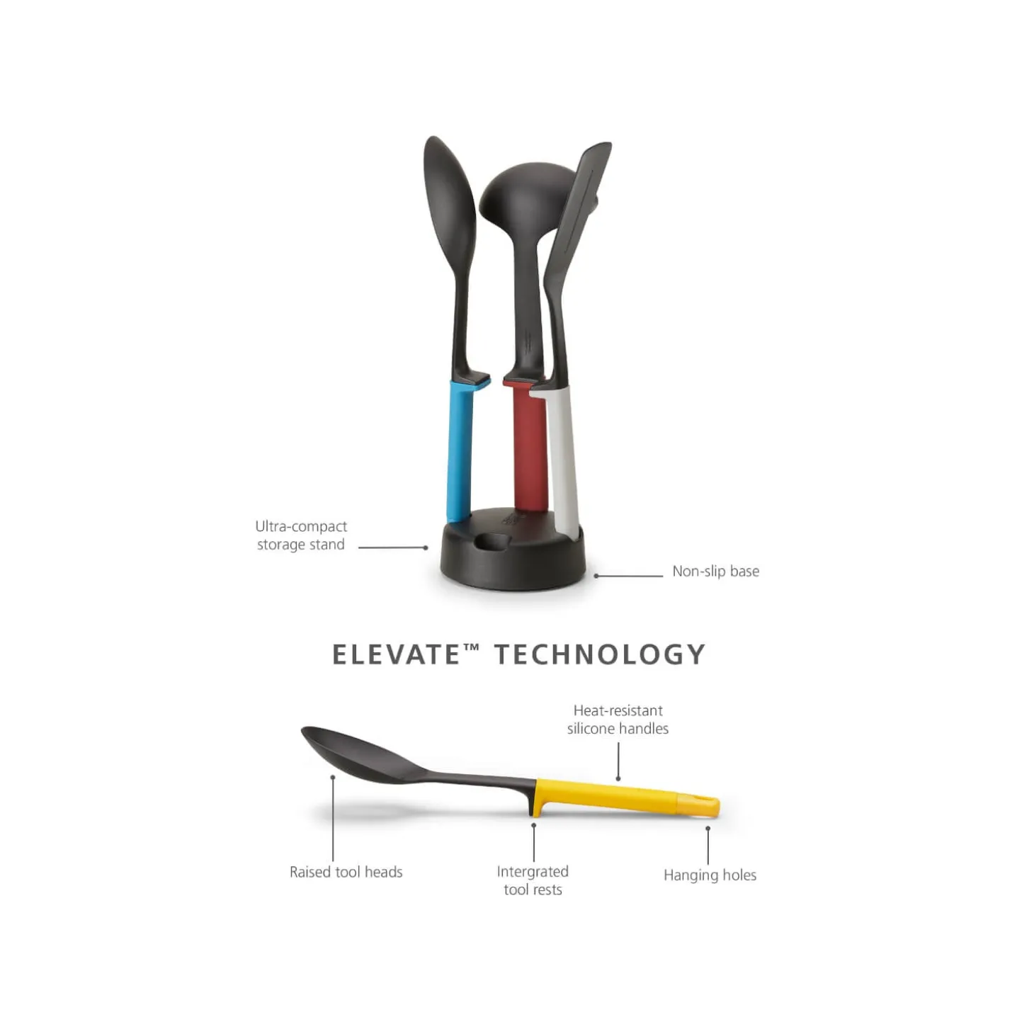 Joseph Joseph Slim 4 Piece Elevate Utensil Set with Storage Stand