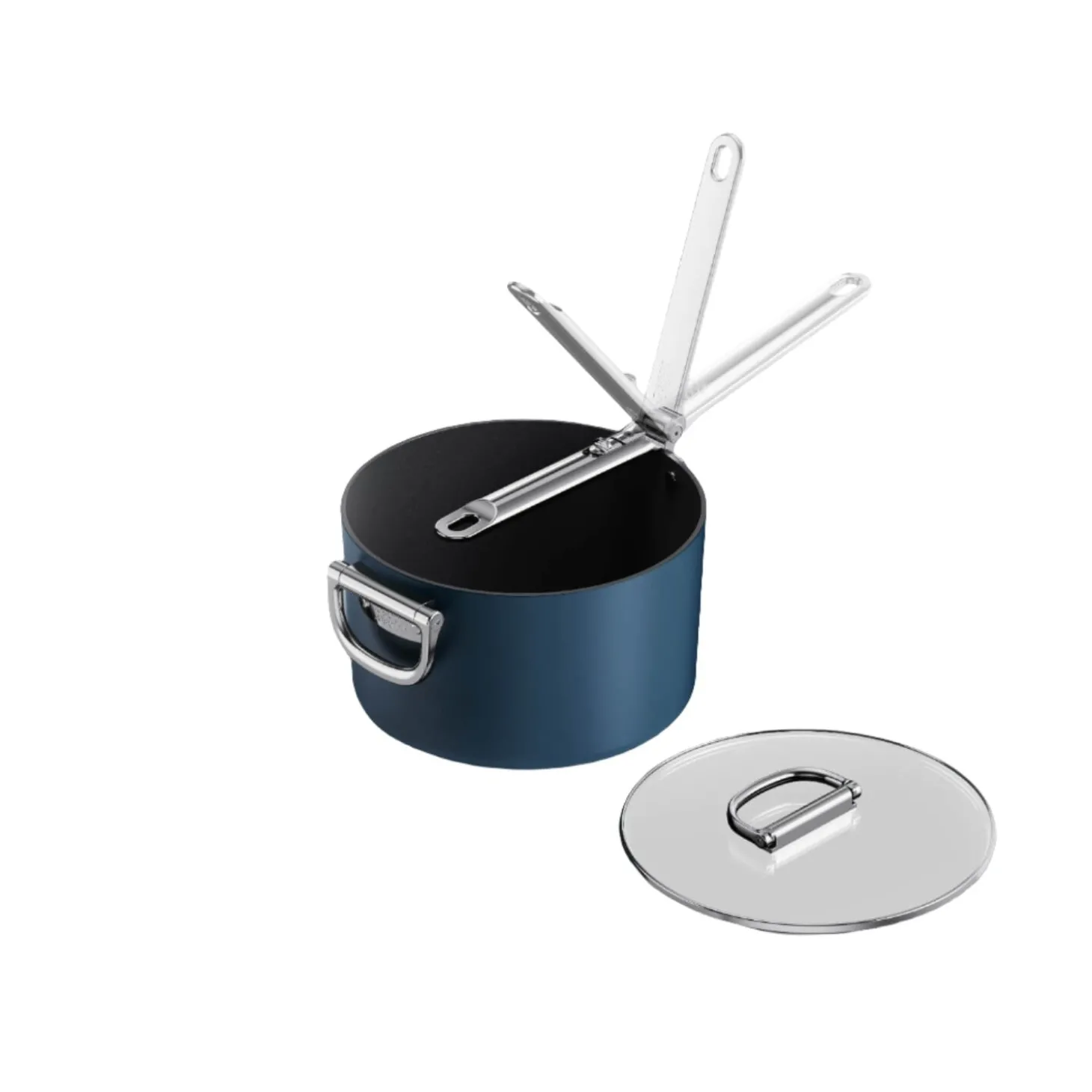 Joseph Joseph Space 23cm Non-Stick Folding Handle Saucepan & Lid - Midnight Blue