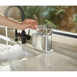 Joseph Joseph Surface Stainless Steel Cutlery Drainer - Light Stone