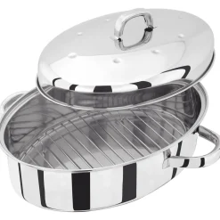 Judge Stainless Steel Oval Roasting Pan & Rack - 35cm x 25cm x 15cm