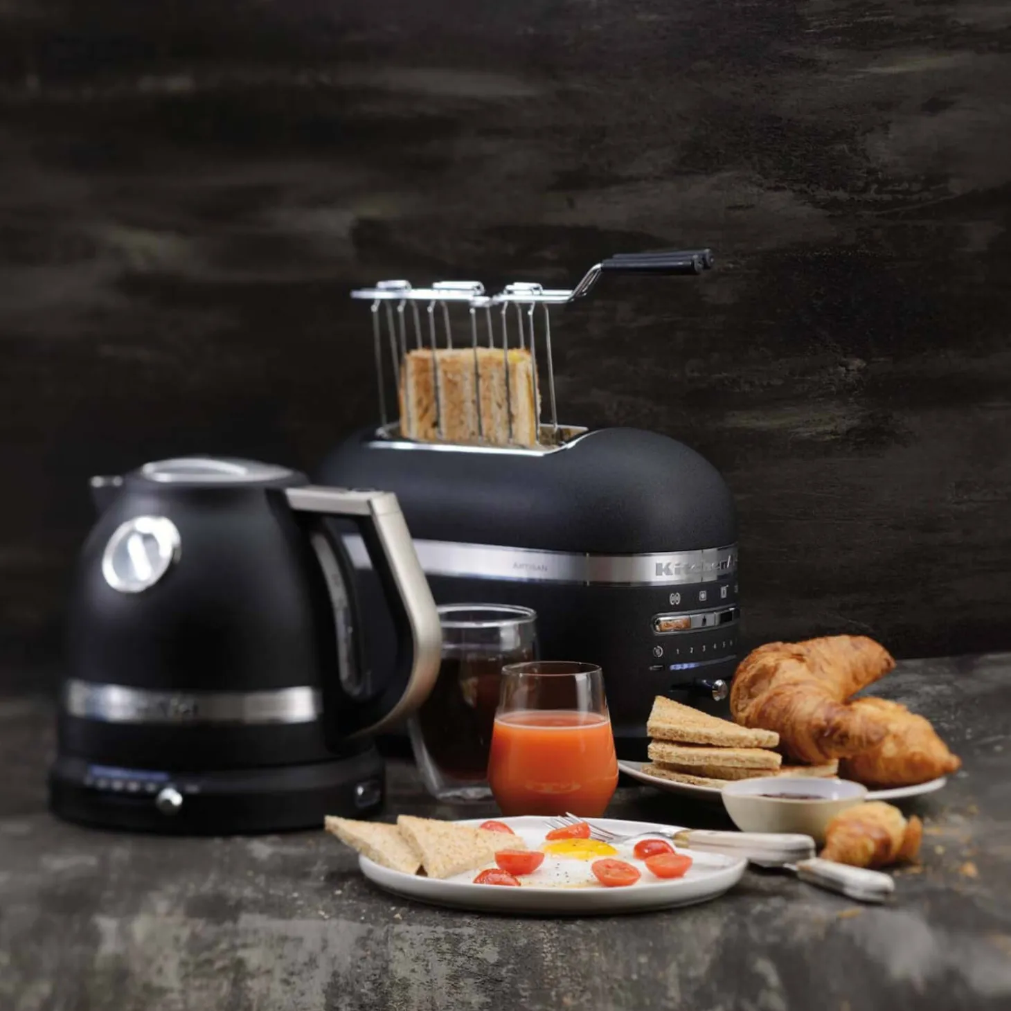 KitchenAid Artisan Kettle & 2 Slice Toaster Set - Cast Iron Black
