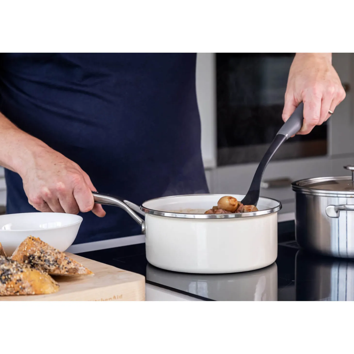 KitchenAid Soft Grip Slotted Spoon - Charcoal Grey
