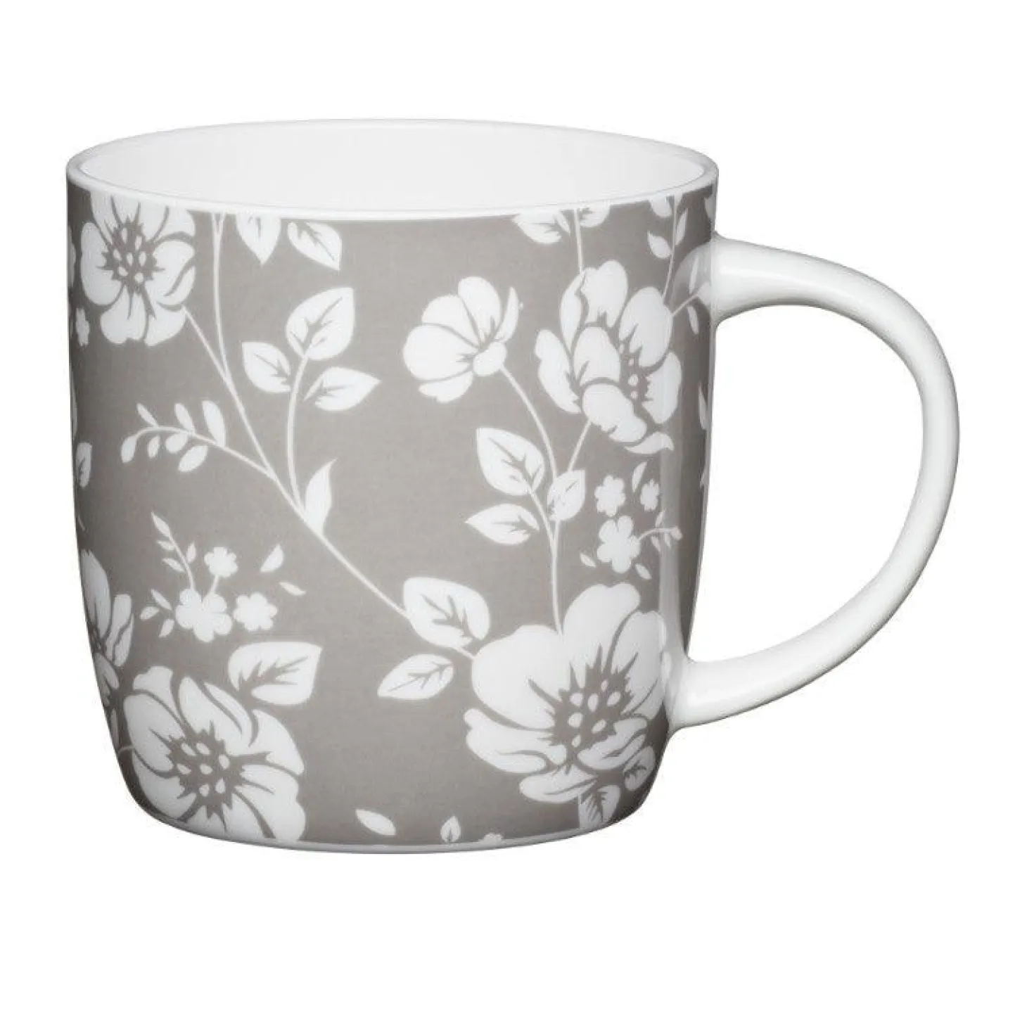 Kitchencraft 425ml Barrel Mug - Grey Floral