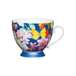 KitchenCraft 400ml Footed Mug - Blue Butterfly