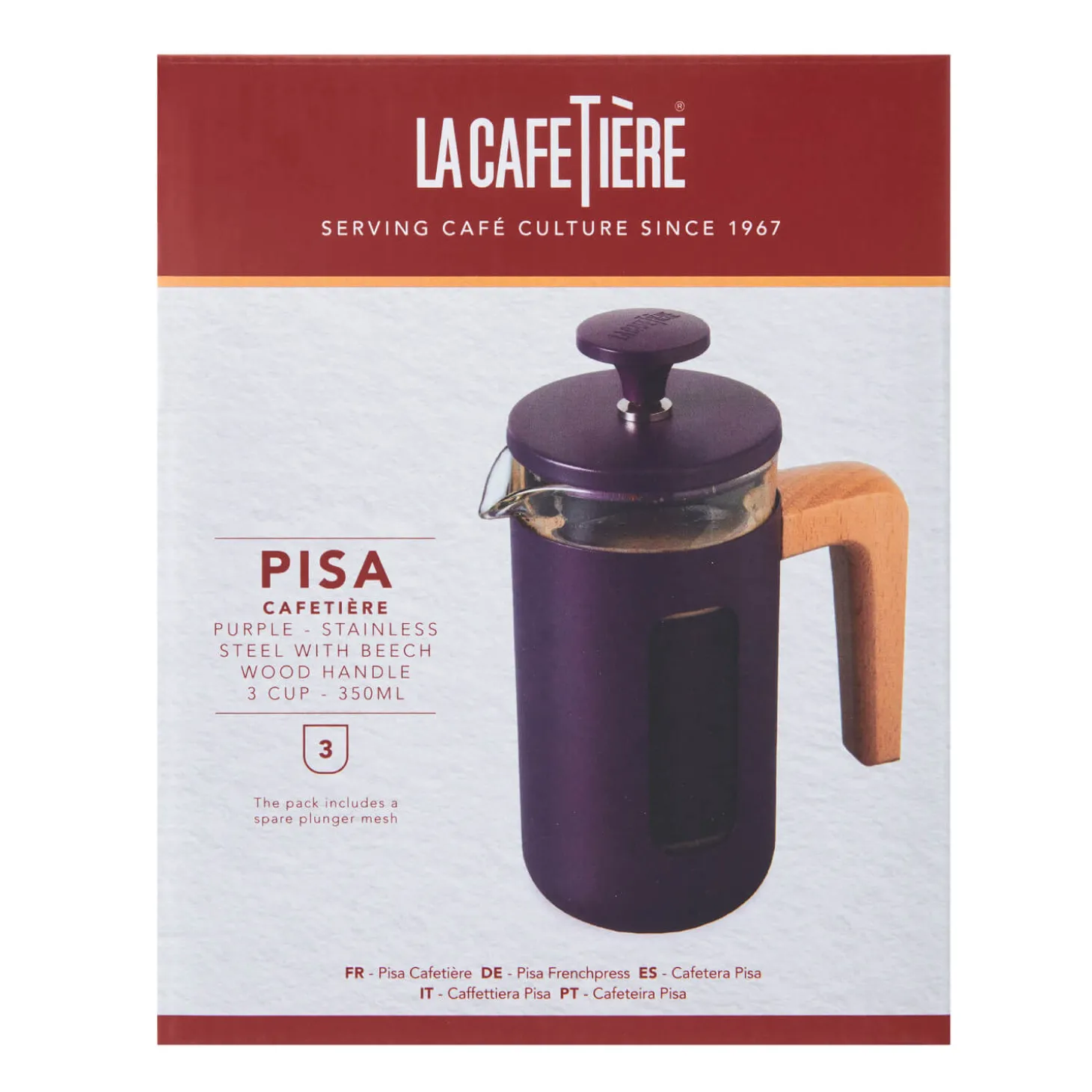 La Cafetière Pisa 3-Cup Cafetière - Purple