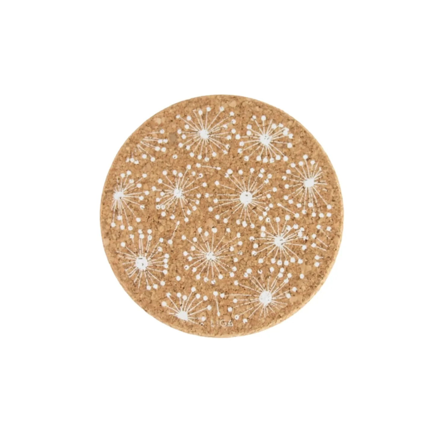Liga Round Cork Coaster - Dandelion - White