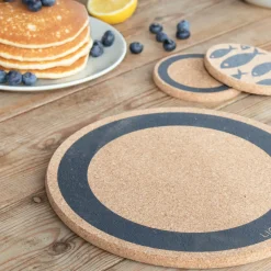Liga Round Cork Coaster - Earth - Grey