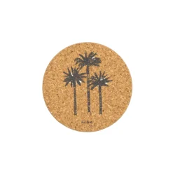 Liga Round Cork Coaster - Palm - Grey