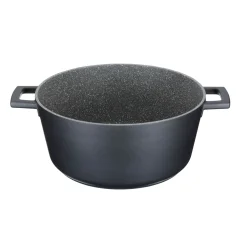 Masterclass Cast Aluminium 28cm Lightweight Round Casserole Dish - Black