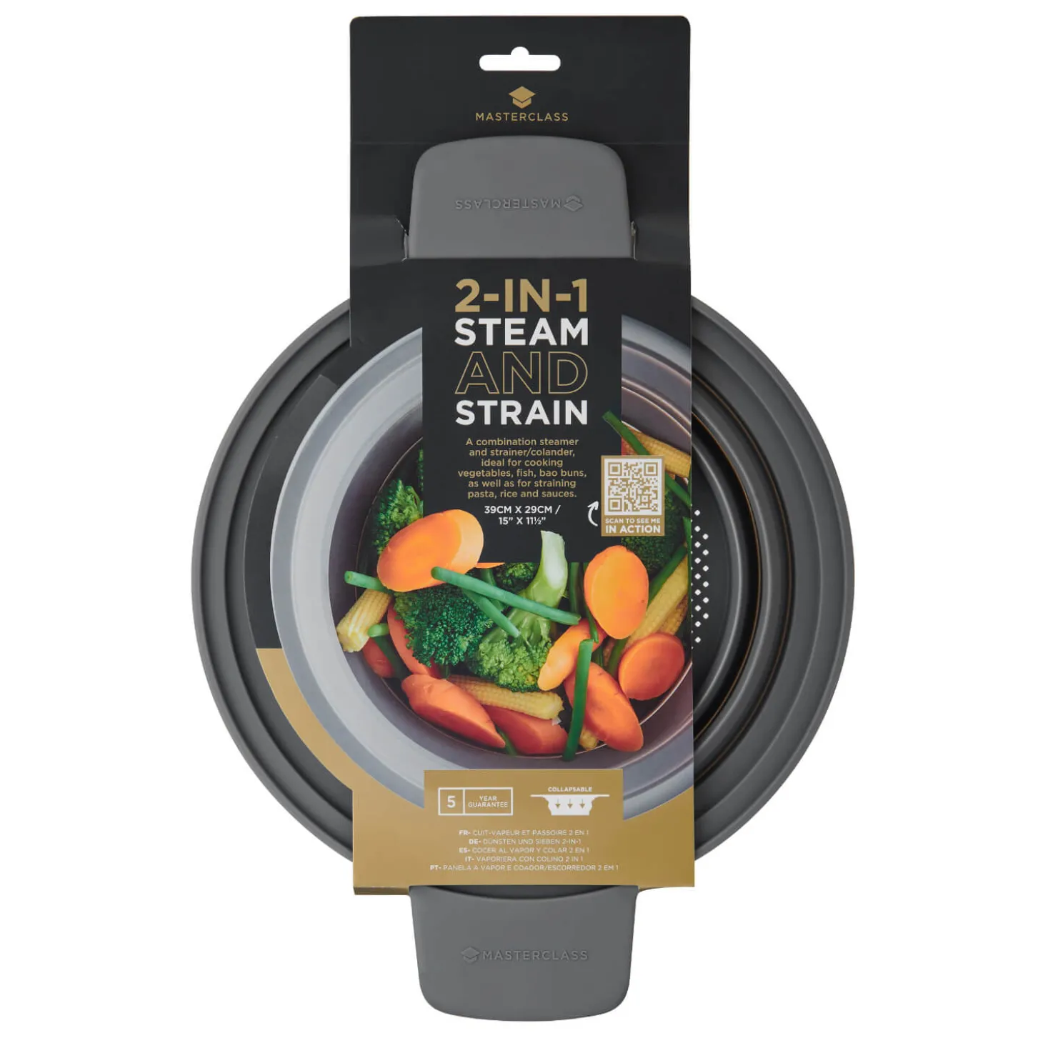 Masterclass 2-in-1 Collapsible Silicone Steam & Strain Colander
