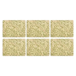 Morris & Co Willow Bough Set Of Six Placemats - Green