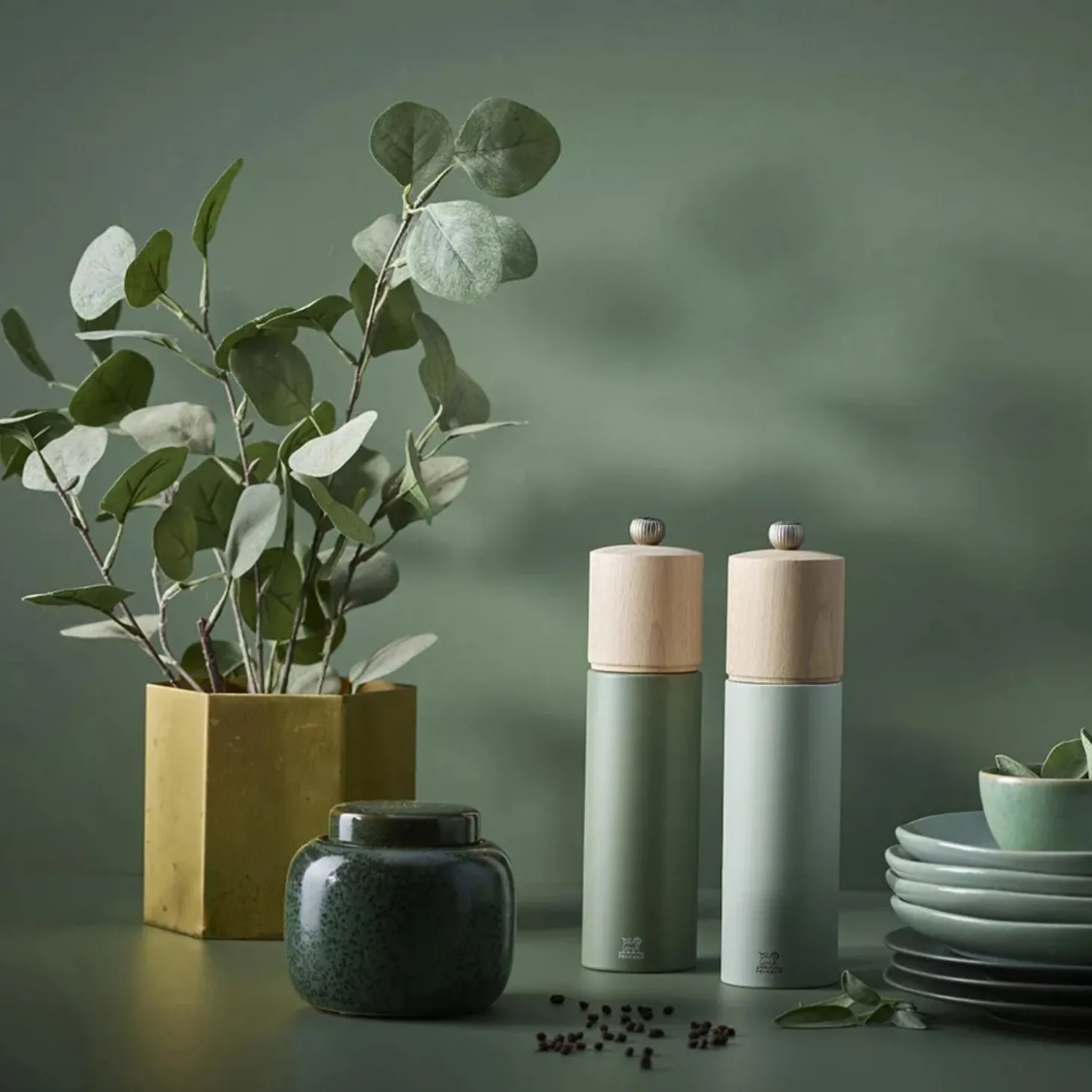Peugeot Boreal 21cm Beech Salt Mill - Sage Green