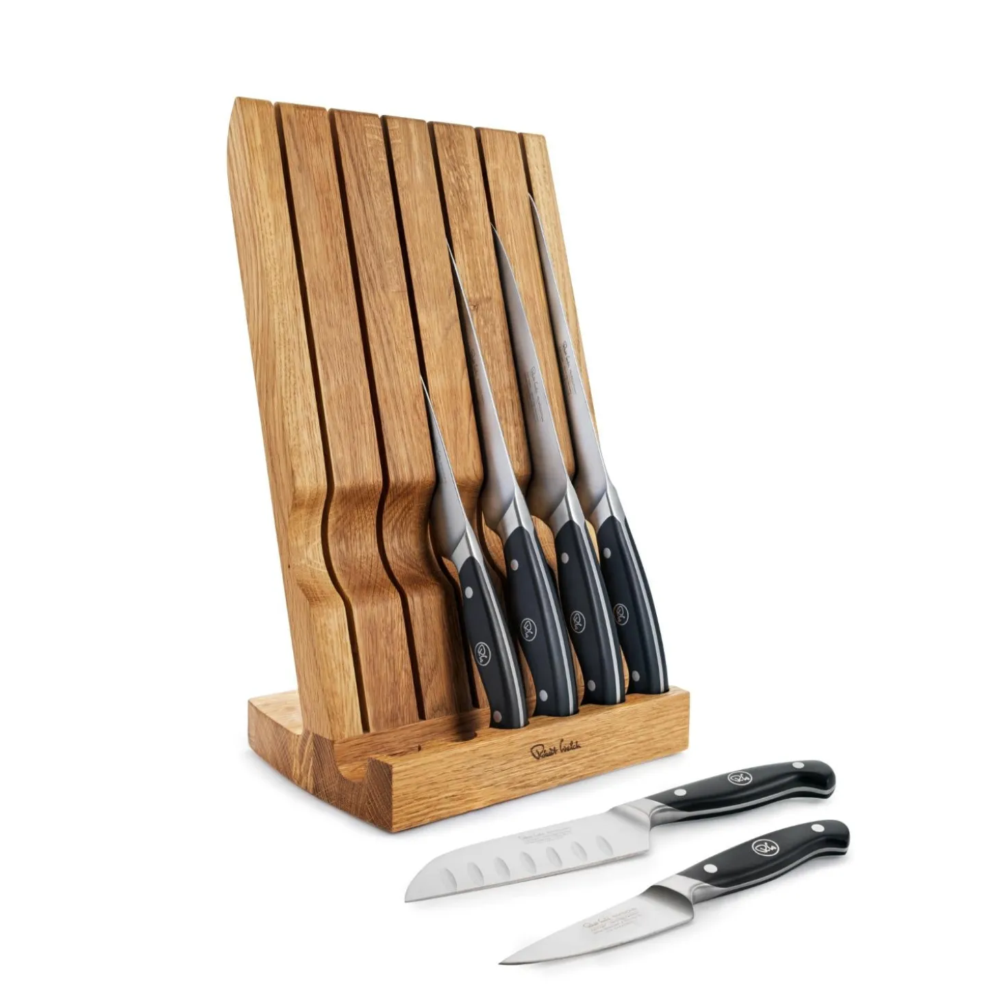 Robert Welch Professional V Angle 7-Piece Knife Block & Signature Handheld Sharpener Set
