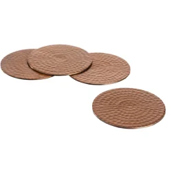 Selbrae House Flat Hammered Stainless Steel Set of 4 Coasters - Copper