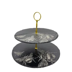 Selbrae House Slate 2-Tier Cake Serving Stand - Bee