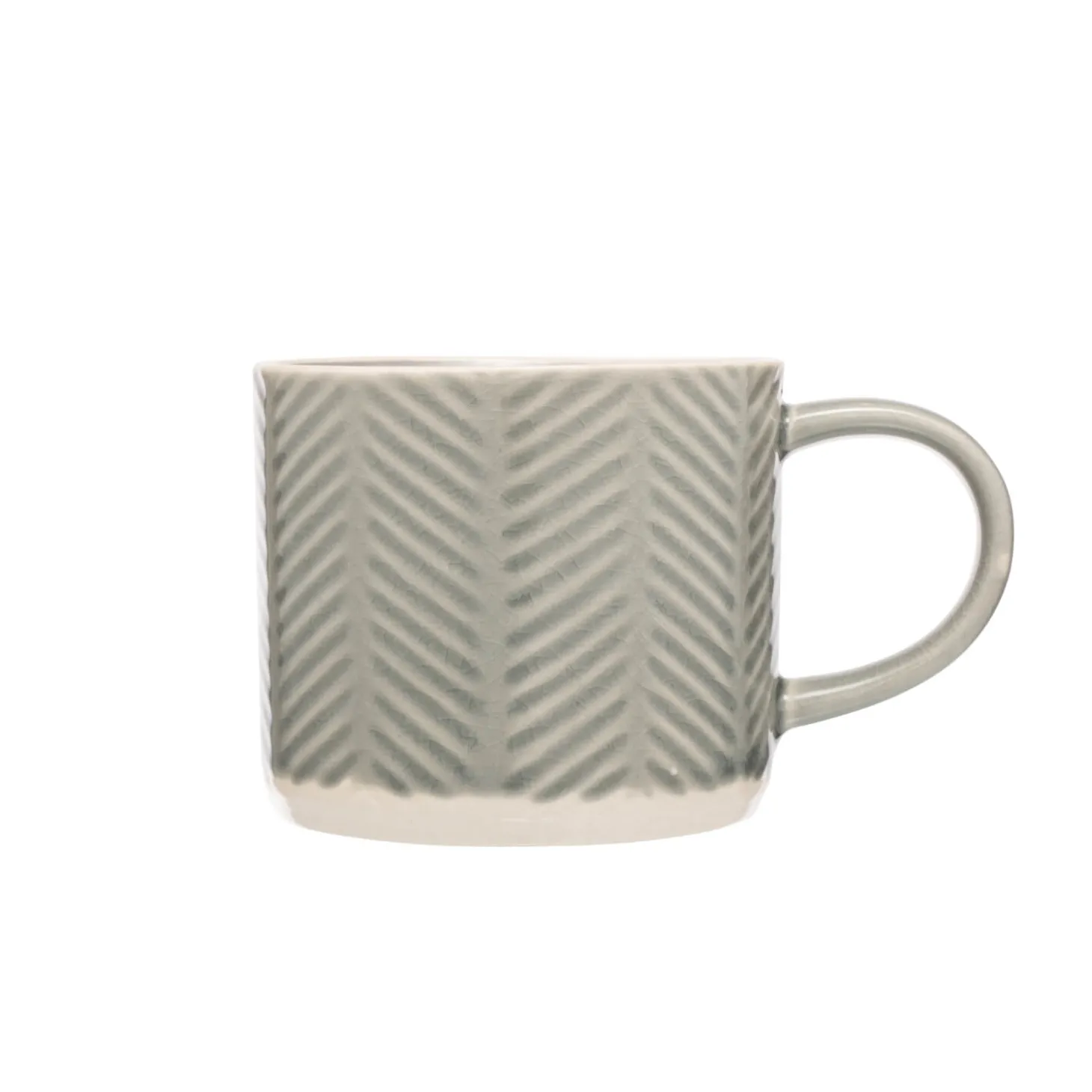 Siip Embossed Chevron Stoneware 300ml Mug - Grey