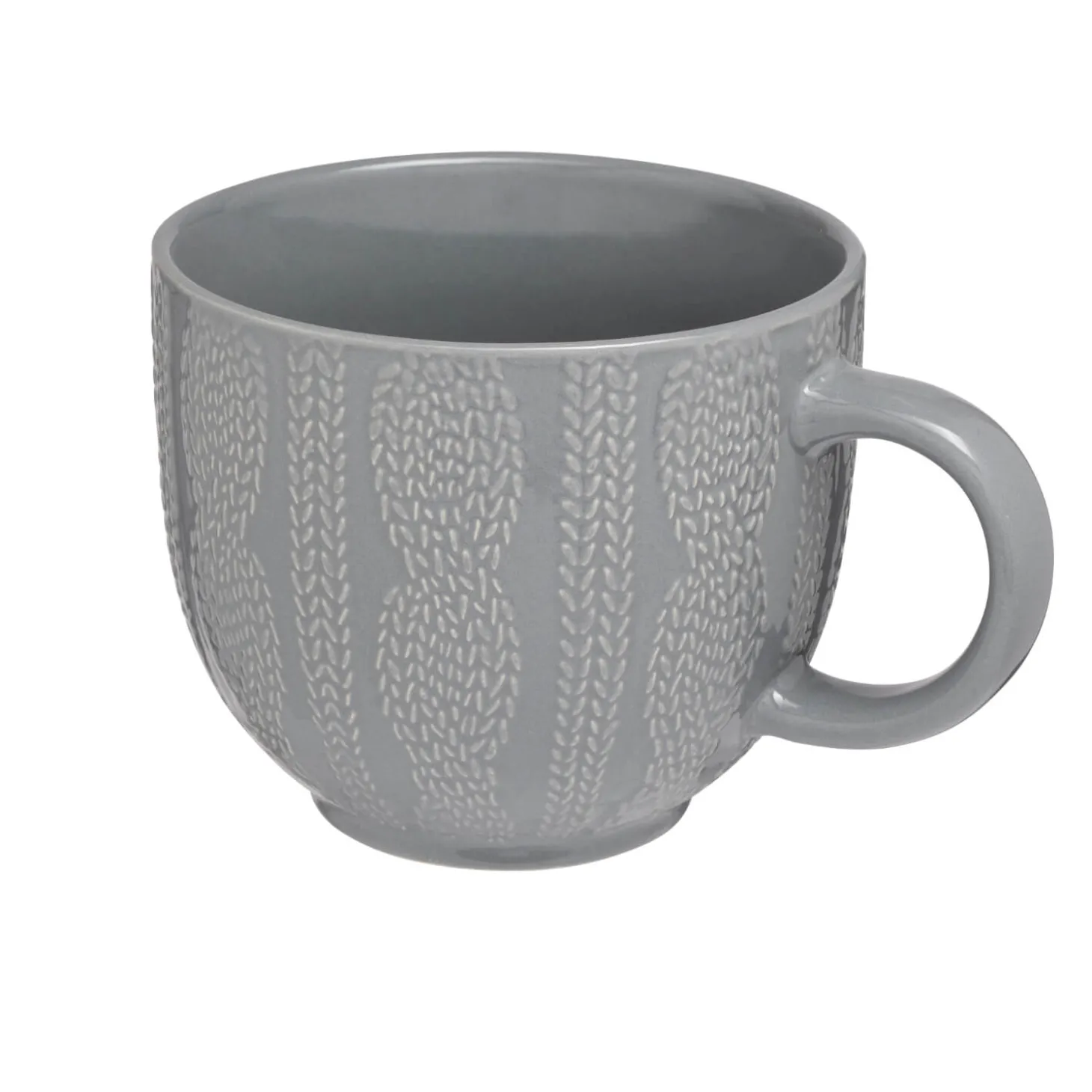 Siip Embossed Knit Stoneware 420ml Mug - Grey