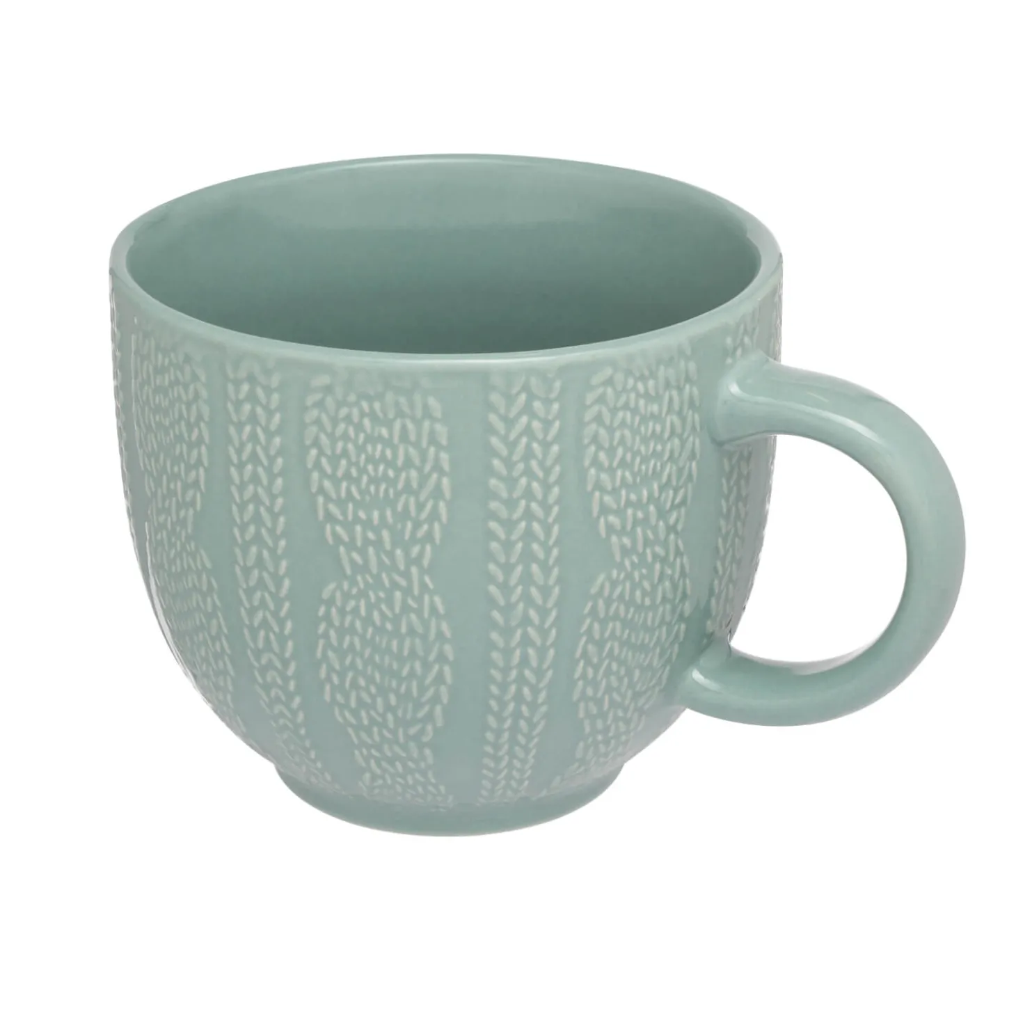 Siip Embossed Knit Stoneware 420ml Mug - Turquoise